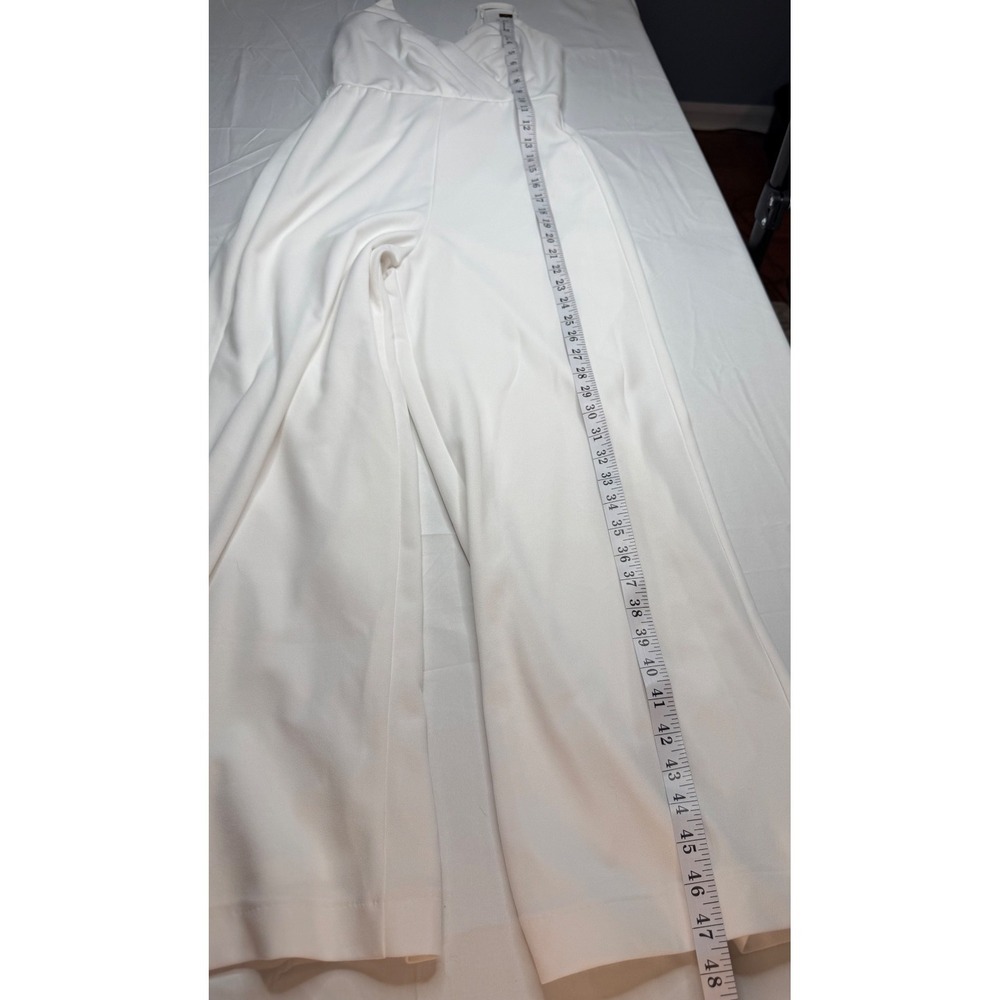 Mi ami White Wide Leg Jumpsuit XS Sleeveless‎ Faux Wrap Bridal Wedding Beach - Picture 7 of 7